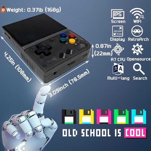 Miyoo Mini Plus OnionOS Handheld Game Console 3.5-inch 640*480 Screen 3000mAh Miyoo-Mini+ with Portable Case Retro Gray in Saudi Arabia