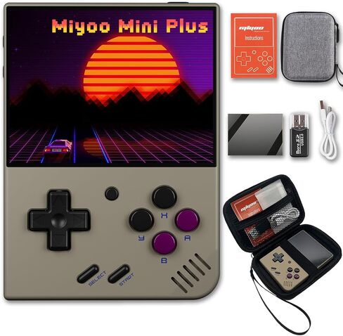 Miyoo Mini Plus OnionOS Handheld Game Console 3.5-inch 640*480 Screen 3000mAh Miyoo-Mini+ with Portable Case Retro Gray in Saudi Arabia