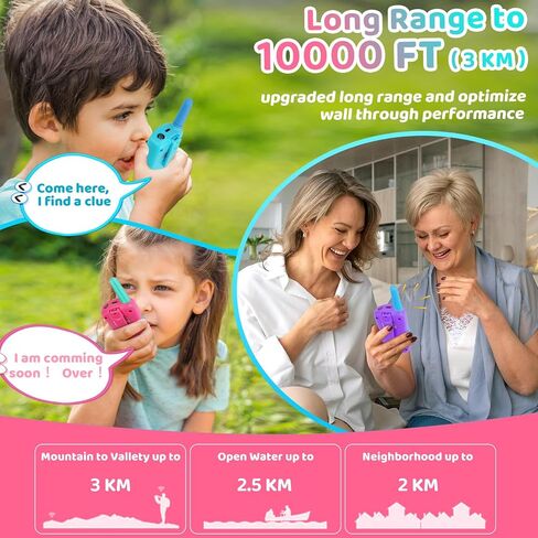 Vvinca Walkie Talkies for Kids Rechargeable 3 Pack, Toys for Boys Girls Age 3-13 Ourdoor Camping Birthday Gift, 3KM Long Range Walkie-Talkie 2 Way Radios 22 CH VOX with Li-ion Battery Flashlight in Saudi Arabia