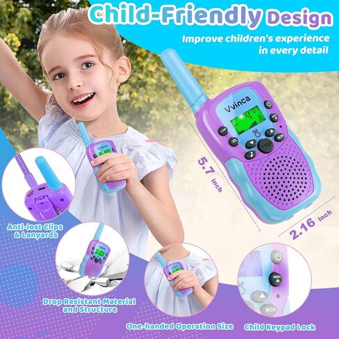 Vvinca Walkie Talkies for Kids Rechargeable 3 Pack, Toys for Boys Girls Age 3-13 Ourdoor Camping Birthday Gift, 3KM Long Range Walkie-Talkie 2 Way Radios 22 CH VOX with Li-ion Battery Flashlight in Saudi Arabia
