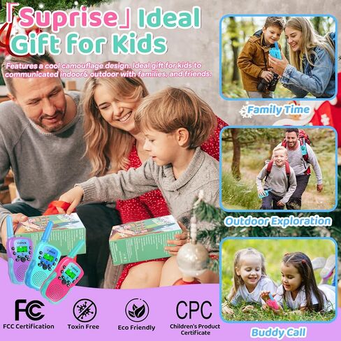 Vvinca Walkie Talkies for Kids Rechargeable 3 Pack, Toys for Boys Girls Age 3-13 Ourdoor Camping Birthday Gift, 3KM Long Range Walkie-Talkie 2 Way Radios 22 CH VOX with Li-ion Battery Flashlight in Saudi Arabia