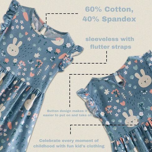 Girls Dresses,Ruffle Sleeves Dresses for Girls Cotton Casual,Back to School Outfits for Girls in Kuwait