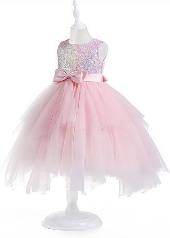 Girls Tutu Sequin Dress Sparkly Tulle Puffy Flower Girl Dress Toddler Girl Dress for Party Wedding Birthday 3-12Y in Saudi Arabia
