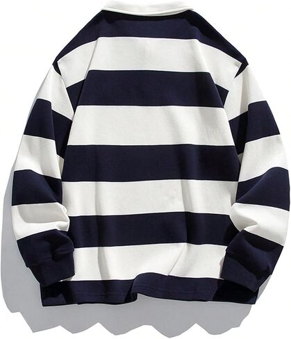 SOLY HUX Men's Striped Print Sweatshirts Long Sleeve Collared Preppy Shirts Half Placket Tops Fall Outfits in Kuwait
