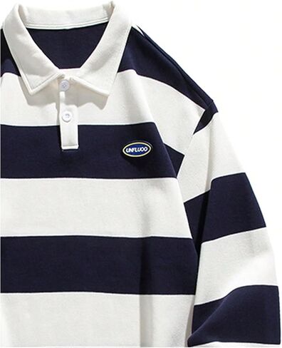 SOLY HUX Men's Striped Print Sweatshirts Long Sleeve Collared Preppy Shirts Half Placket Tops Fall Outfits in Kuwait