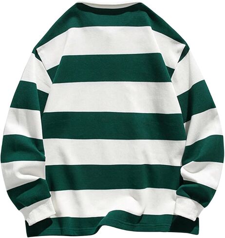 SOLY HUX Men's Striped Print Sweatshirts Long Sleeve Collared Preppy Shirts Half Placket Tops Fall Outfits in Kuwait