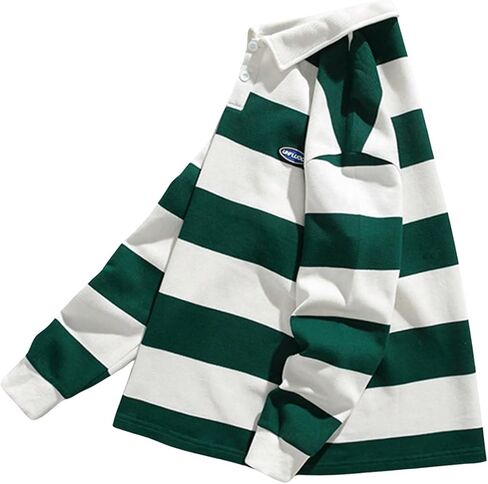 SOLY HUX Men's Striped Print Sweatshirts Long Sleeve Collared Preppy Shirts Half Placket Tops Fall Outfits in Kuwait