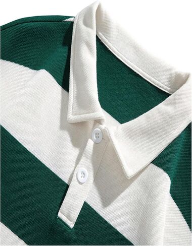SOLY HUX Men's Striped Print Sweatshirts Long Sleeve Collared Preppy Shirts Half Placket Tops Fall Outfits in Kuwait