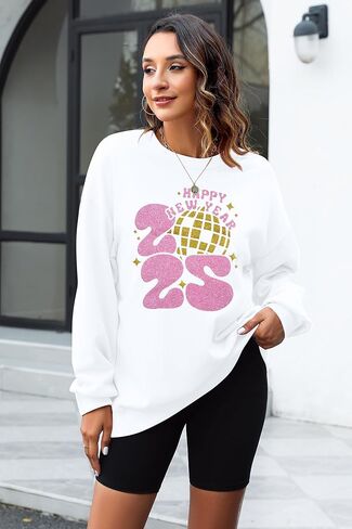 KIDDAD سنة جديدة سعيدة 2025 بلوزات النساء حفلة رأس السنة البلوز عيد ميلاد سعيد عطلة كم طويل البلوز القمم in Kuwait