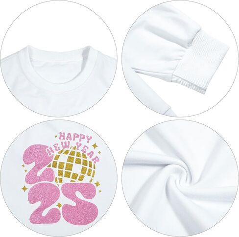 KIDDAD سنة جديدة سعيدة 2025 بلوزات النساء حفلة رأس السنة البلوز عيد ميلاد سعيد عطلة كم طويل البلوز القمم in Kuwait