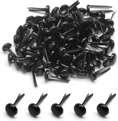 100 PCS Mini Brads Fasteners - Mini Round Head Metal Paper Fasteners for DIY Craft - Black(6mm*12mm) in Kuwait
