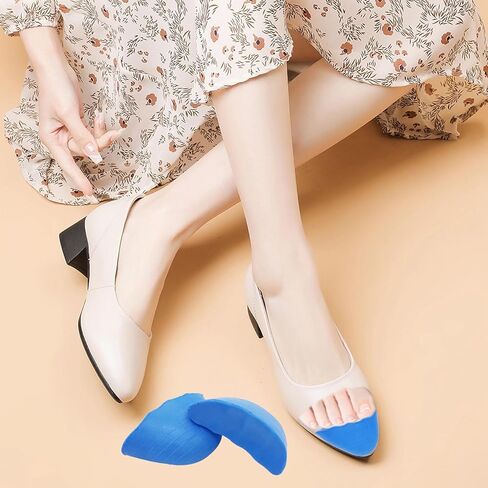 Shoe Filler Inserts 2 Pairs Shoes Cushion Fillers for Loose Shoes Foam Toe Filler to Make Big Shoes Fit Half-Size Insoles Adjust Shoe for High Heels Dress Shoes Boots with Tape (Large-Rounded,Blue) in Saudi Arabia