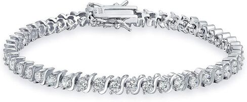 Traditional Bridal Jewelry Set 15CTW AAA CZ Round Solitaire Swirl S Wave Link Tennis Bracelet For Women Wedding Yellow 14k Gold Plated .925 Sterling Silver Rhodium in Saudi Arabia