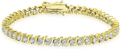 Traditional Bridal Jewelry Set 15CTW AAA CZ Round Solitaire Swirl S Wave Link Tennis Bracelet For Women Wedding Yellow 14k Gold Plated .925 Sterling Silver Rhodium in Saudi Arabia