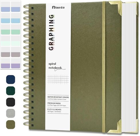 Graph Paper Spiral Journal Notebook 8.5x11 300 Pages A4 Hardcover Graphing Notebook for Writing,Engineering with 100GSM Thick Graphing Paper,Journal for Women & Men Dark Green Spiral Journal For School,Office,Study and Notes in Saudi Arabia