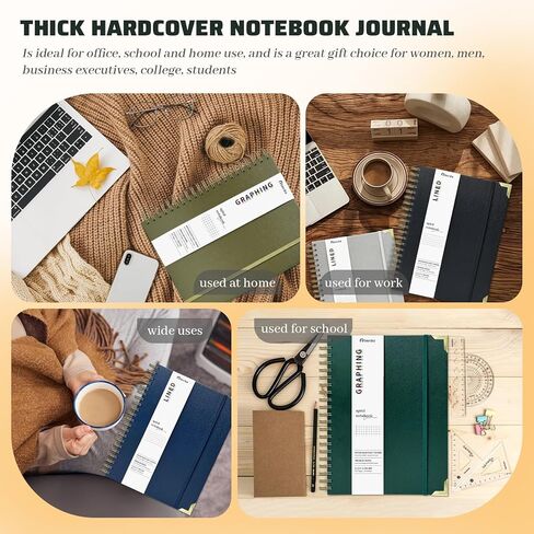 Graph Paper Spiral Journal Notebook 8.5x11 300 Pages A4 Hardcover Graphing Notebook for Writing,Engineering with 100GSM Thick Graphing Paper,Journal for Women & Men Dark Green Spiral Journal For School,Office,Study and Notes in Saudi Arabia