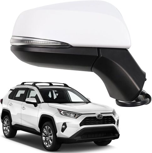 Marretoo for Toyota RAV4 Side Mirror Assembly 2019 2020 2021 2022 2023 2024 | Power | Heated | Turn Signal | BSM (Blind Spot Monitoring) | Replaces TO1320384, TO1320388| Black (BLACK, Driver Side) in Saudi Arabia