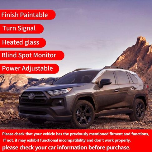 Marretoo for Toyota RAV4 Side Mirror Assembly 2019 2020 2021 2022 2023 2024 | Power | Heated | Turn Signal | BSM (Blind Spot Monitoring) | Replaces TO1320384, TO1320388| Black (BLACK, Driver Side) in Saudi Arabia