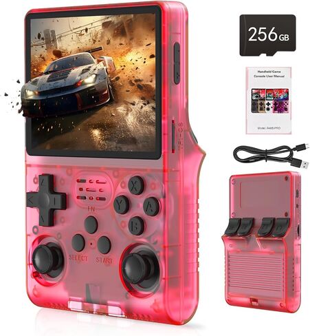 FHYRGF[30000 in 1 R40S PRO Handheld Game Console 3.5 inch IPS Screen Mini Retro Console 3800mAh Portable Pocket Arcade 12+ Mainstream Emulator 256G TF Card Transparent.(Blue) in Saudi Arabia