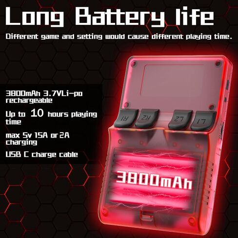 FHYRGF[30000 in 1 R40S PRO Handheld Game Console 3.5 inch IPS Screen Mini Retro Console 3800mAh Portable Pocket Arcade 12+ Mainstream Emulator 256G TF Card Transparent.(Blue) in Saudi Arabia