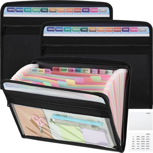 25 Pockets Expanding File Folder with Safe Zipper A4 Paper Document Storage Organizer File Organizer with Front Pencil Pouch for Office Supplies(3 Pack) in Saudi Arabia