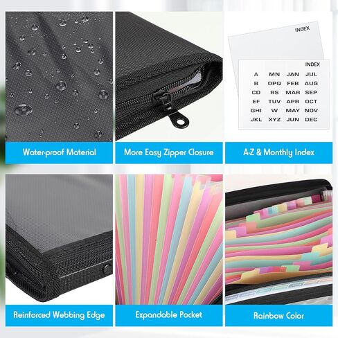 25 Pockets Expanding File Folder with Safe Zipper A4 Paper Document Storage Organizer File Organizer with Front Pencil Pouch for Office Supplies(3 Pack) in Saudi Arabia