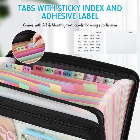 25 Pockets Expanding File Folder with Safe Zipper A4 Paper Document Storage Organizer File Organizer with Front Pencil Pouch for Office Supplies(3 Pack) in Saudi Arabia
