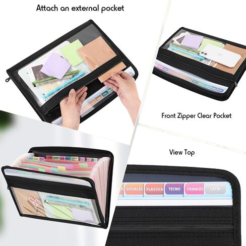25 Pockets Expanding File Folder with Safe Zipper A4 Paper Document Storage Organizer File Organizer with Front Pencil Pouch for Office Supplies(3 Pack) in Saudi Arabia