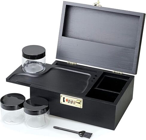 Large Bamboo Box Decorative Box, Storage Box, Built-In Combo Lock - Jar, Brush,Box with Lock Stash in Saudi Arabia