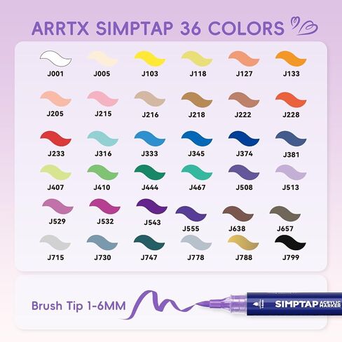 Arrtx Acrylic Markers,Simptap Series Acrylic Paint Pens,Brush Tip Acrylic Paint Markers for Rock Painting,DIY Craft,48 Count in Saudi Arabia