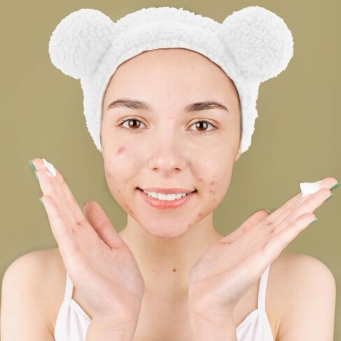 YISSION 2PCS Bear Ears Spa Headband No Slip Head Band for Face Wash Makeup Skincare Facial Headband Elastic Hair Band Carol Fleece Headbands for Women Girls (Brown Coffee) in Saudi Arabia