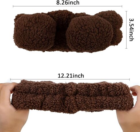 YISSION 2PCS Bear Ears Spa Headband No Slip Head Band for Face Wash Makeup Skincare Facial Headband Elastic Hair Band Carol Fleece Headbands for Women Girls (Brown Coffee) in Saudi Arabia