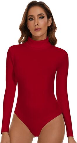 بدلة للجسم نسائية من SHAPERIN برقبة سلحفاة وأكمام طويلة، بدلة رقص مثيرة in Kuwait