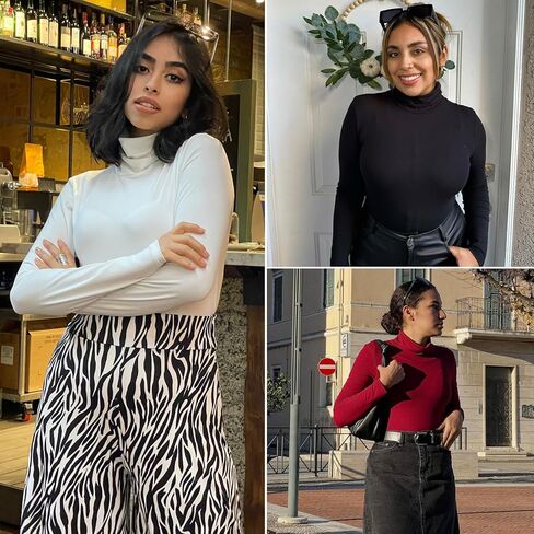 بدلة للجسم نسائية من SHAPERIN برقبة سلحفاة وأكمام طويلة، بدلة رقص مثيرة in Kuwait