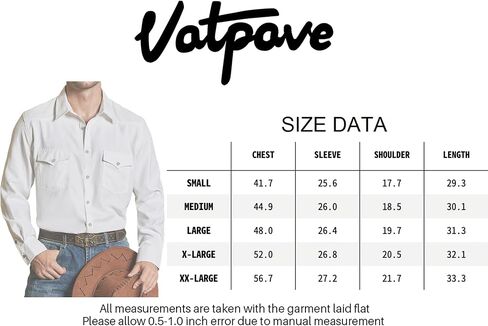 VATPAVE Mens Western Cowboy Shirts Button Up Shirts Long Sleeve Work Shirts for Men with Two Pockets in Kuwait