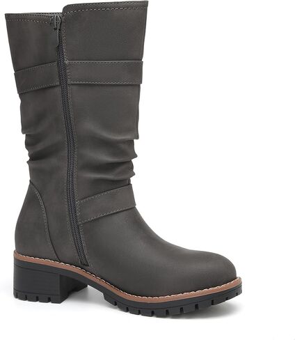 أحذية DECARSDZ النسائية لمنتصف الساق، أحذية كلاسيكية مريحة لراكبي الدراجات النارية لركوب الدراجات النارية بكعب منخفض in Kuwait