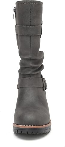 أحذية DECARSDZ النسائية لمنتصف الساق، أحذية كلاسيكية مريحة لراكبي الدراجات النارية لركوب الدراجات النارية بكعب منخفض in Kuwait