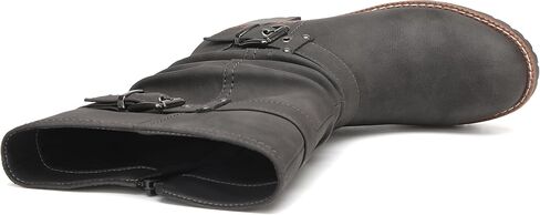 أحذية DECARSDZ النسائية لمنتصف الساق، أحذية كلاسيكية مريحة لراكبي الدراجات النارية لركوب الدراجات النارية بكعب منخفض in Kuwait