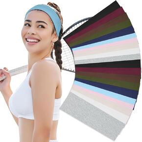 20 Pcs Thick Workout Stretchy Cloth Headbands for Women Non Slip, Soft Milk Silk Cotton Cloth Head Bands for Women's Hair for Yoga,Running,Sports - Diademas para Mujer de Moda