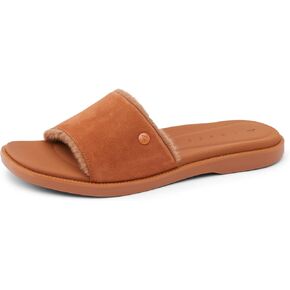 REEF Sunny Arrianah Cozy Women's Slide Sandal, Full Grain Leather, Soft Faux Fur Lined Strap