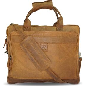 Leather Briefcase for Men and women - Vintage 15.6" Laptop Messenger Bag Genuine Crazy Horse Leather Business Satchel