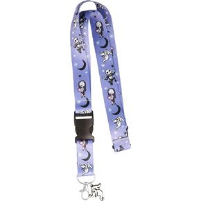 Disney Nightmare Before Christmas Lanyard Lanyard for Pin Trading, ID Badges, Keys - Jack and Sally Lanyard Keychain with Zero the Dog Charm
