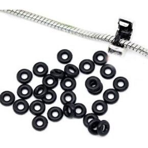 Charm Bracelet Stoppers – 10 Black Silicone Rubber Stopper Spacers for Snake Chain Charm Bracelets, Compatible with Pandora, Chamilia, and European-Style Bracelets