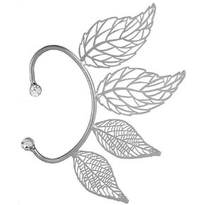 BSLVWG Ear Cuffs for Women Non Piercing 2Pcs Vintage Hollow Leaf Non Piercing Ear Clips Crystals Around Earrings Dainty Leaf Wrap Earrings Prom Party Festival Ear Accessories for Women