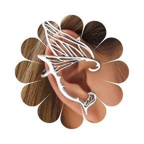 Andelaisi Gothic Fair Elf Cuff Wrap Earrings Silver Elf Ear Clip Earrings Punk Elf Climber Crawler Earrings Vintage Cartilage Ear Wrap Earrings for Women Halloween Gifts