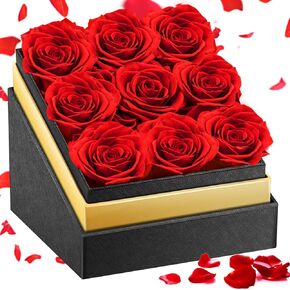 Impouo 16 Preserved Flower Delivery Prime, Fresh Forever Roses in a Box, Birthday Gifts for Women, Mother's Day, and Valentine's Day-Red Roses