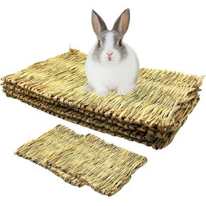 Tfwadmx Rabbit Grass Mats,16.5''x11''Large Natural Woven Seagrass Mat Bunny Bed Chew Mat Sleep for hillas Guinea Pigs Ferret Hamster Squirrel and Small Animals -6 Pcs