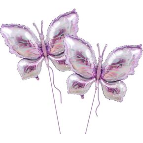 2 Pcs Pink Blue Butterfly Balloons Giant Butterfly Foil Mylar Balloon for Butterfly Birthday Decorations Butterfly Party Decorations Butterfly Girl Party Birthday Decorations