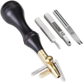 SiiRo 3 in 1 Leather Groover Tool, Edge Beveler Leather Tool with Adjustable Stitching Groover, Leather Carving Cutting Edge Tools, Leather Working Tools for DIY Leathercraft