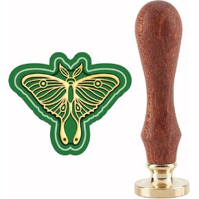 CRASPIRE Moth Wax Seal Stamp Moth Sealing Wax Stamps Retro Vintage Removable Brass Stamp Head with Wood Handle for Wedding Invitations Halloween Christmas Thanksgiving Gift Packing